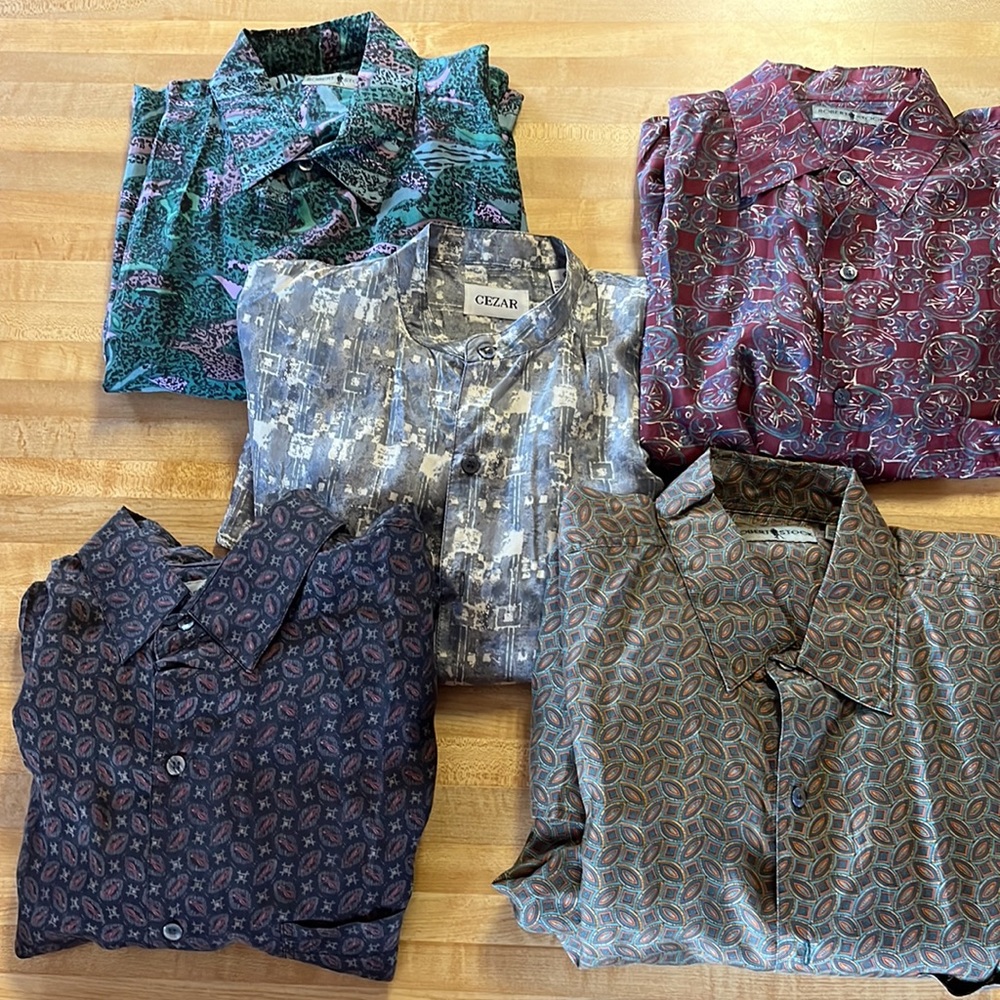 SOLD-Robert Stock- 5 Silk Long Sleeve men’s shirts